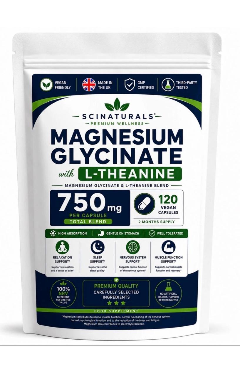 Scinaturals Magnesium Glycinate with L-Theanine | 750mg Blend | Sleep & Relaxation Support