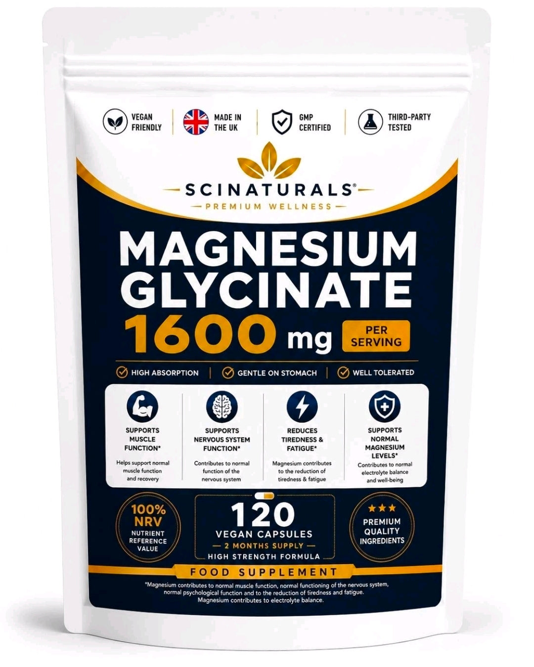 Scinaturals Magnesium Glycinate 1600mg | High Absorption Magnesium