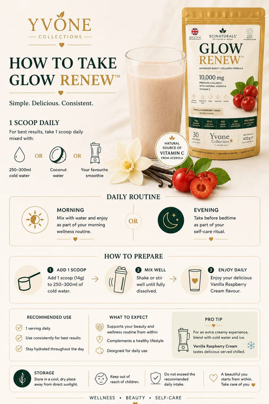 Glow Renew™ Premium Collagen Blend – Vanilla Raspberry Cream | Collagen, Vitamin C, Hyaluronic Acid & Zinc – 360g