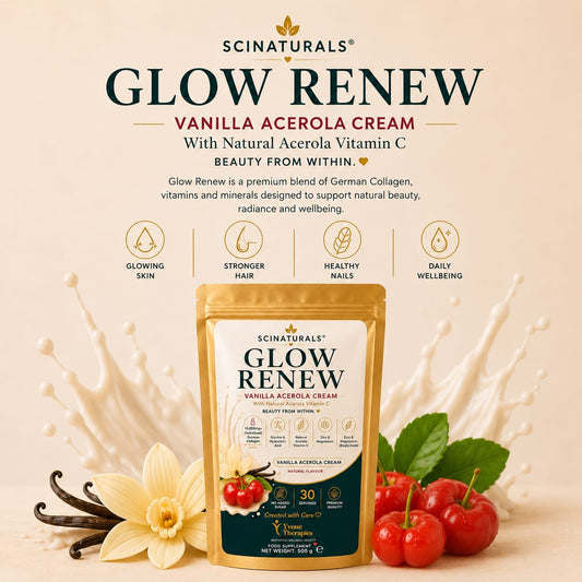Glow Renew™ Premium Collagen Blend – Vanilla Raspberry Cream | Collagen, Vitamin C, Hyaluronic Acid & Zinc – 360g
