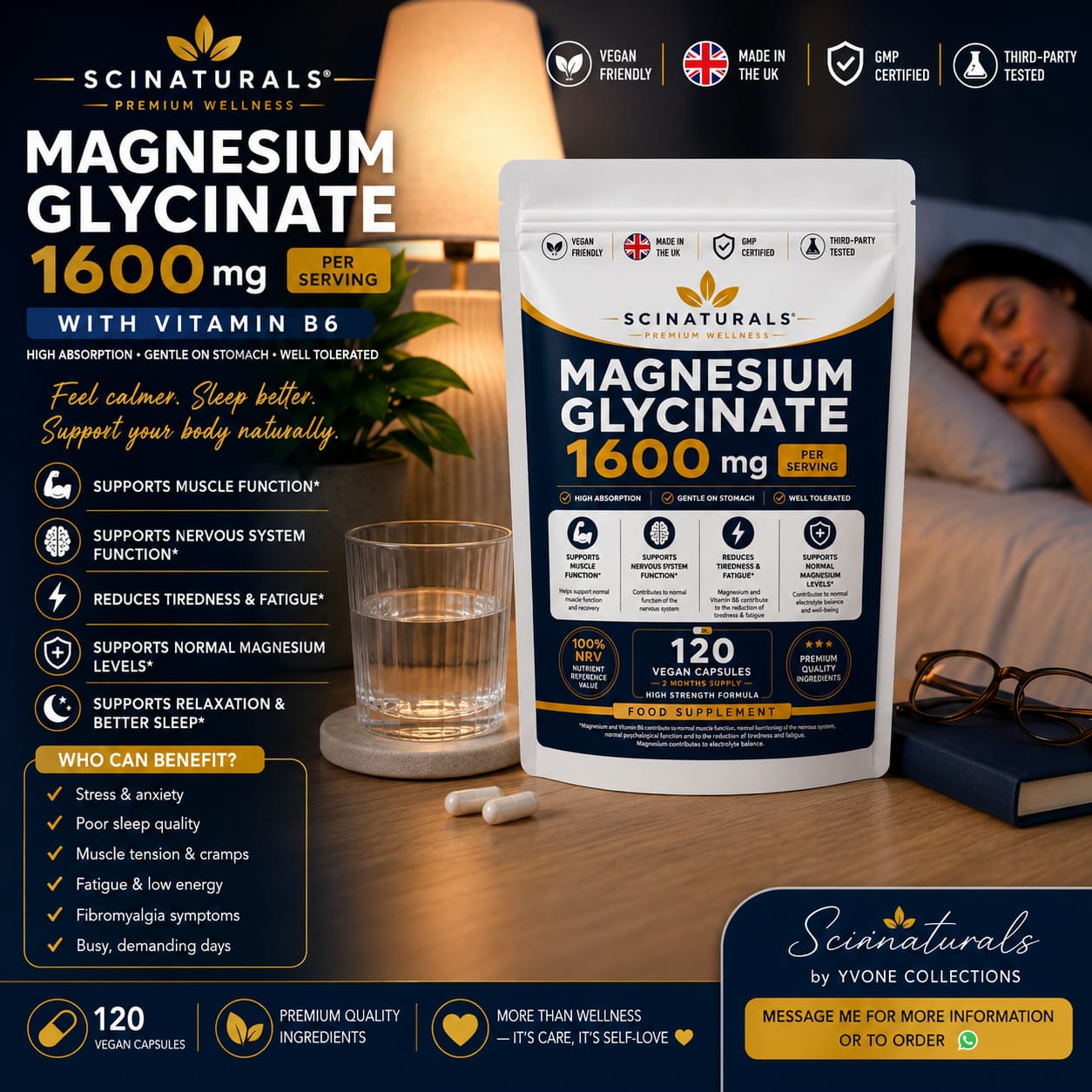 Scinaturals Magnesium Glycinate 1600mg | High Absorption Magnesium
