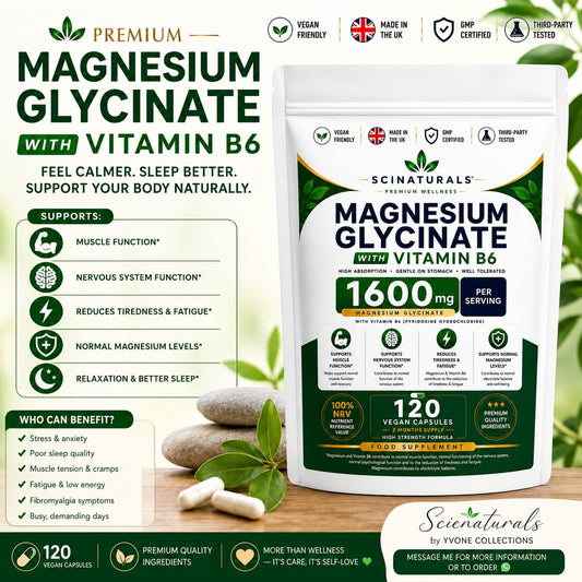 Scinaturals Magnesium Glycinate with Vitamin B6 | 1600mg High Absorption Formula