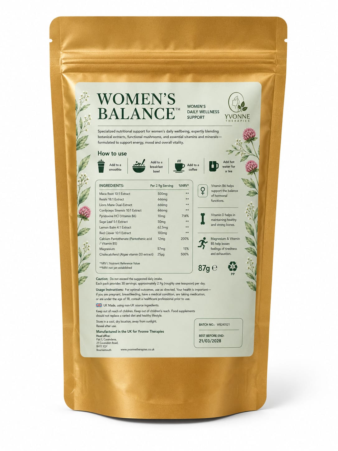 Scinaturals Women’s Balance™ | Premium Botanical & Mushroom Blend | Daily Women’s Wellness Formula | 30 Servings