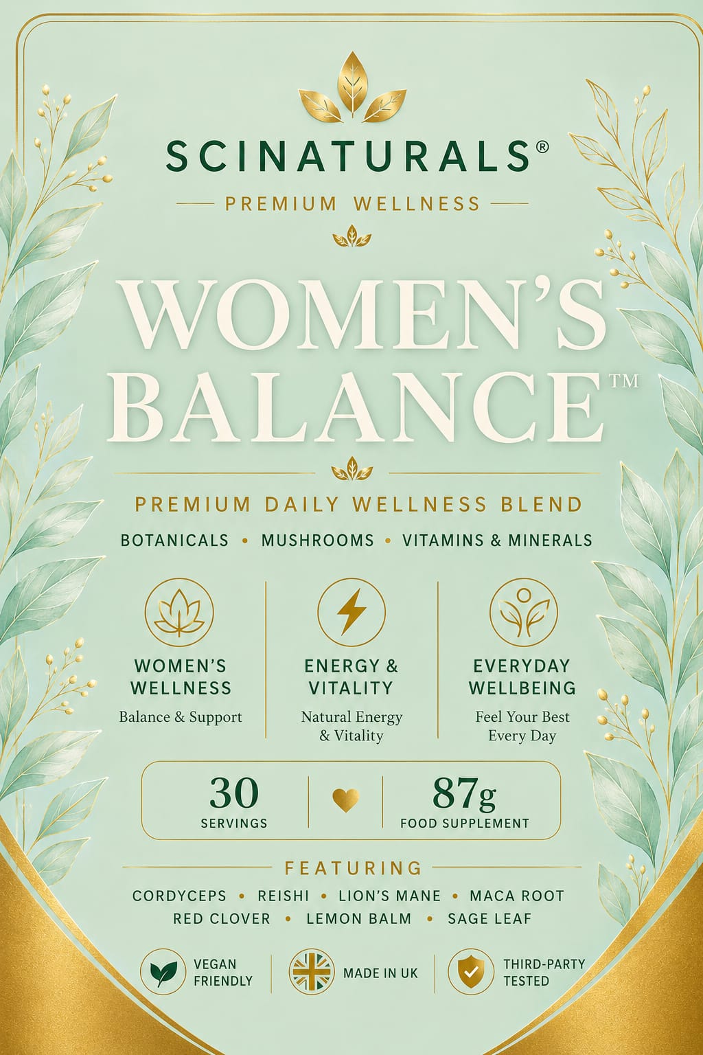 Scinaturals Women’s Balance™ | Premium Botanical & Mushroom Blend | Daily Women’s Wellness Formula | 30 Servings